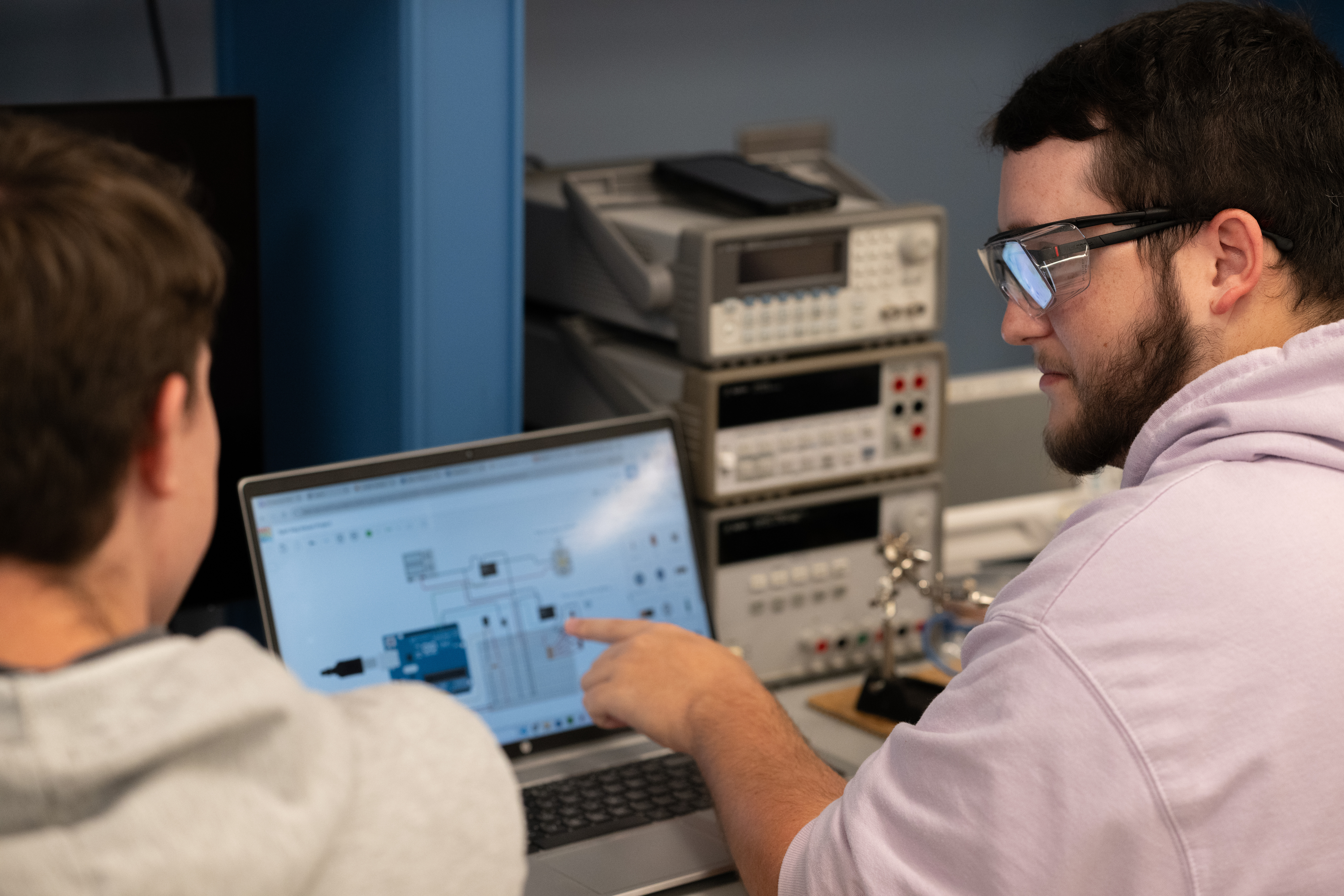 student working in lab