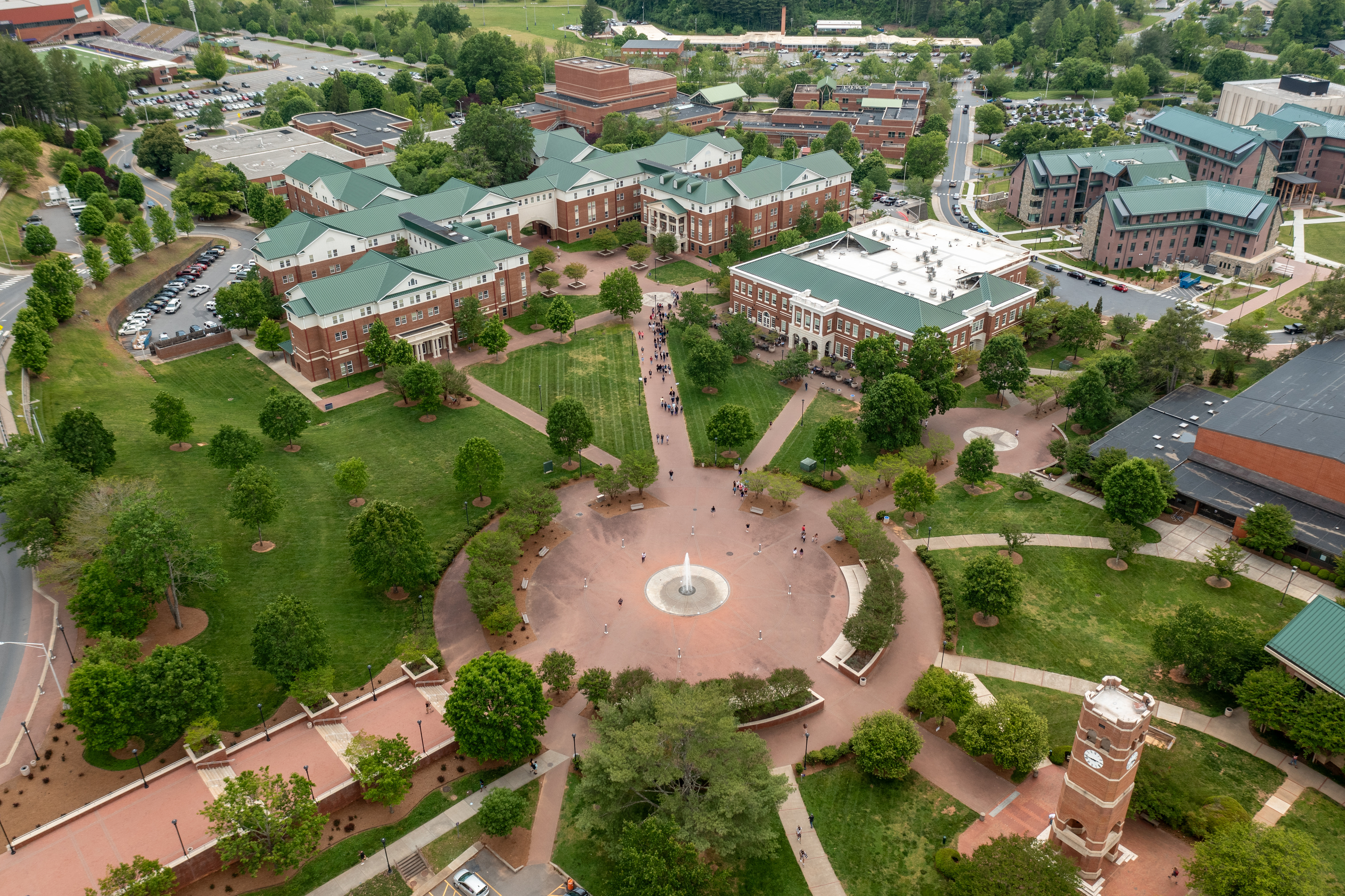 aerial view of the center of campus
