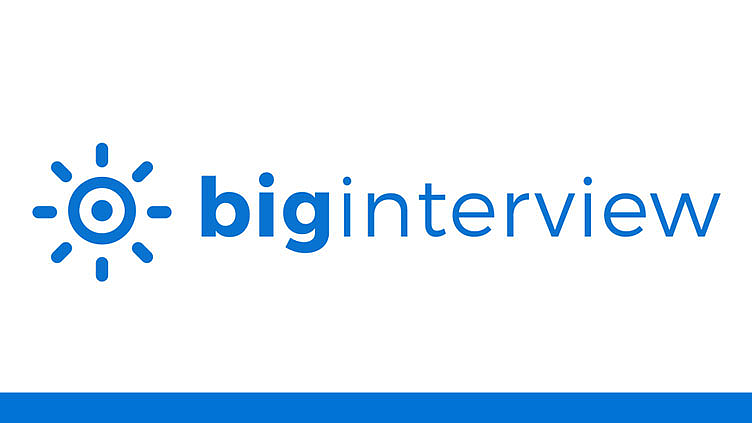 Picture of the words Big Interview with a blue bar along the bottom edge