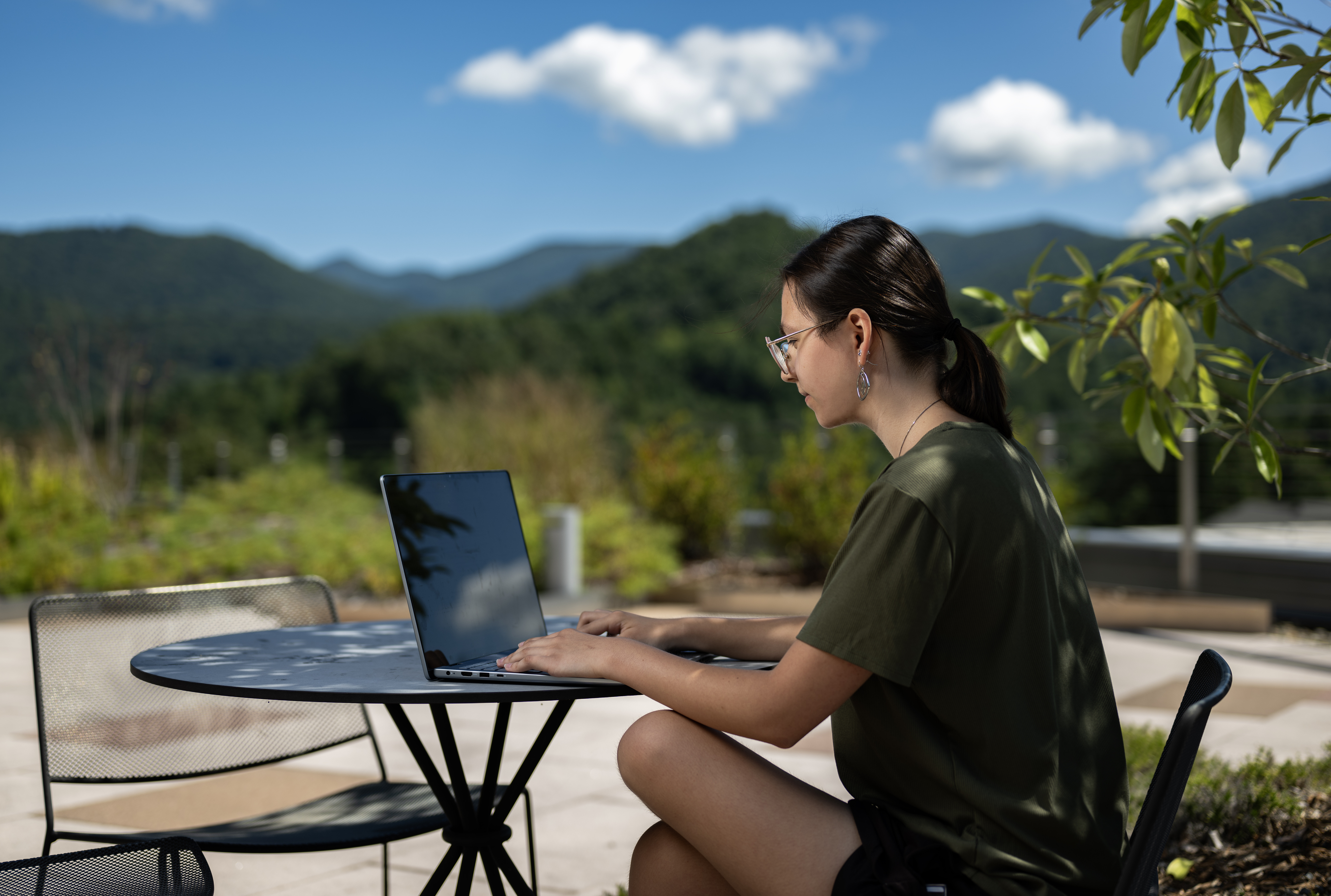 Scenic view of person studying