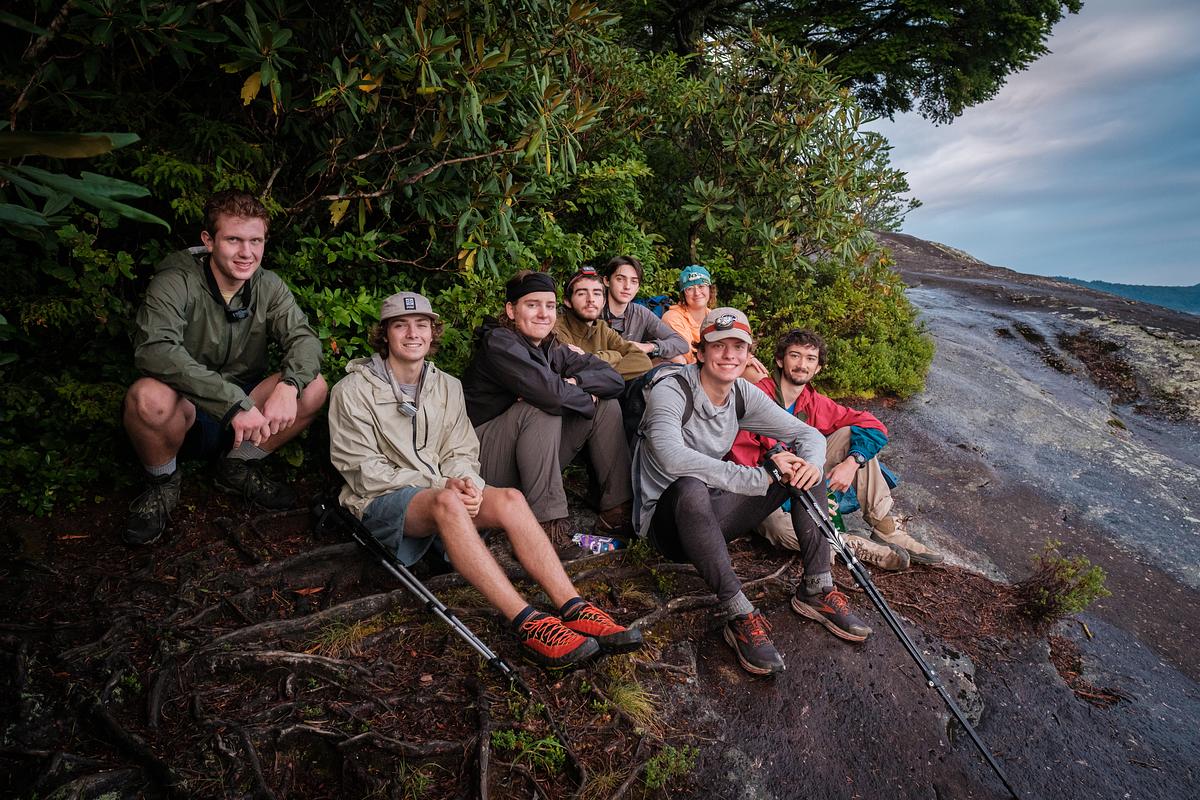 Students and guide rafting down the Natahala River
