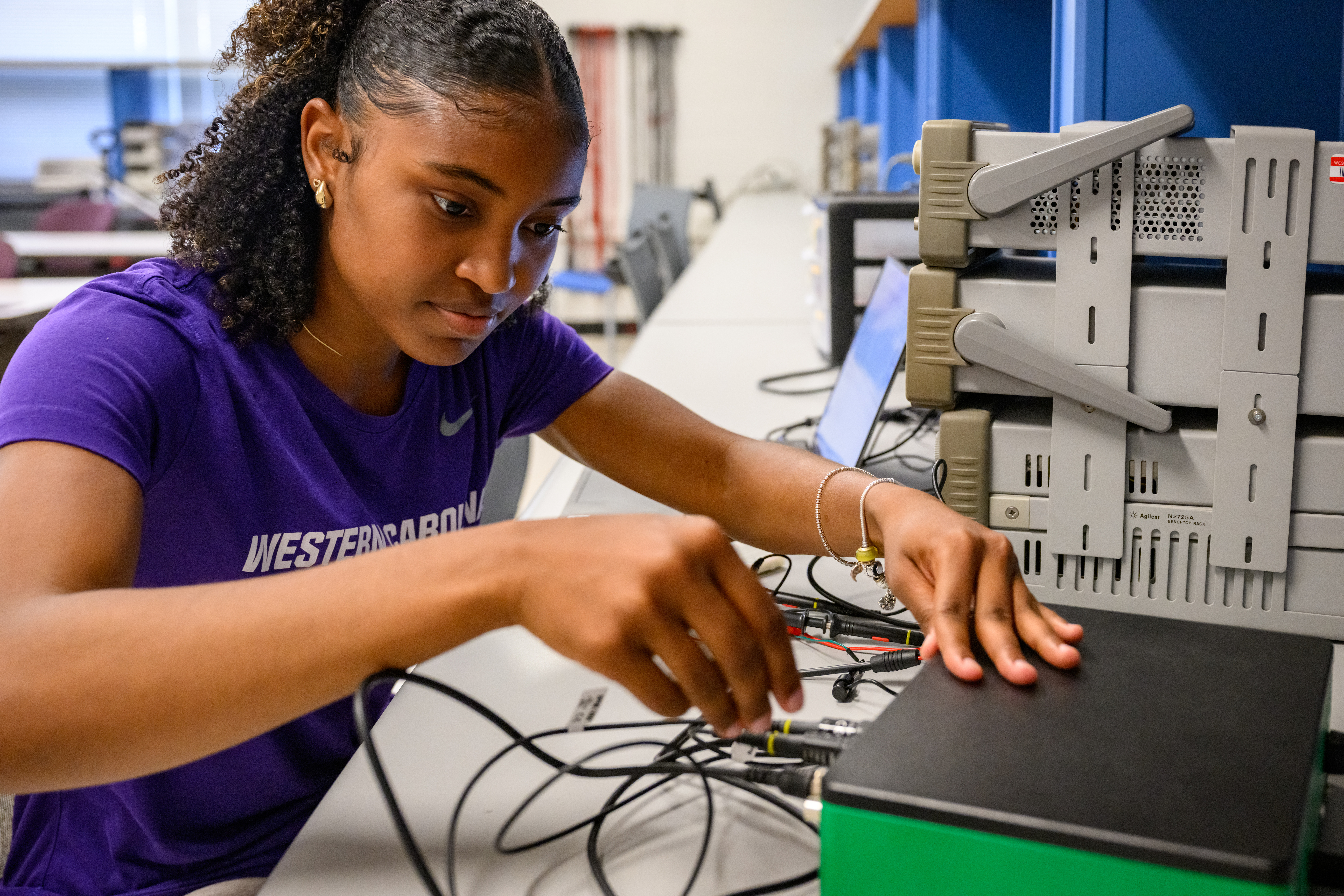 students working in lab