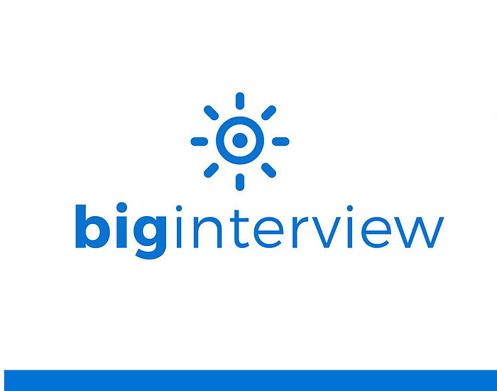 Picture of the words big interview in blue ink