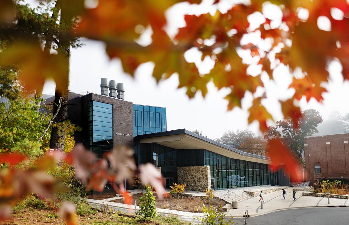 Apodaca building in the sunlight during fall