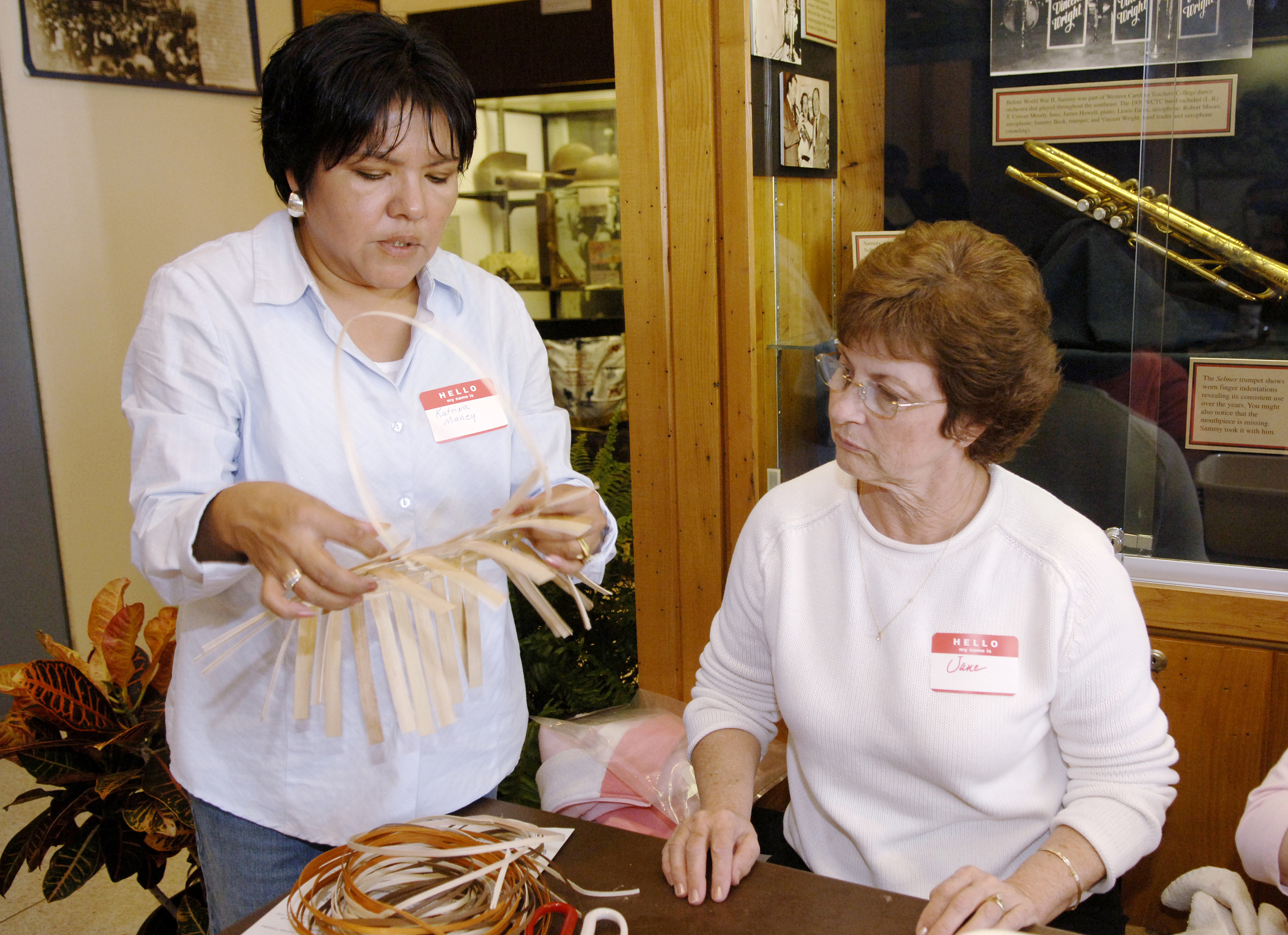 Participants learn basket weaving at the Mountain Heritage Center in 2006