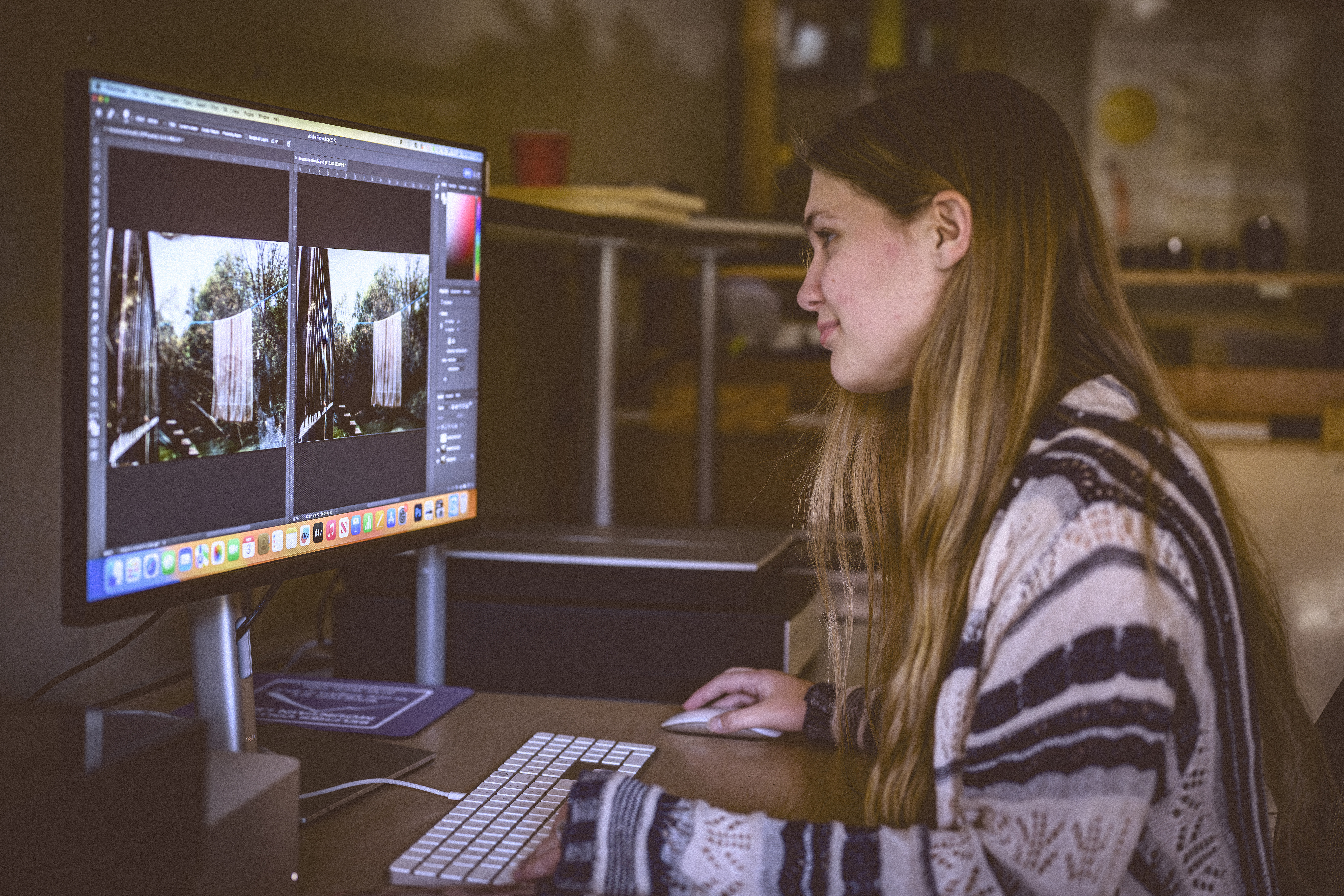 Vlog student works on restoring photos