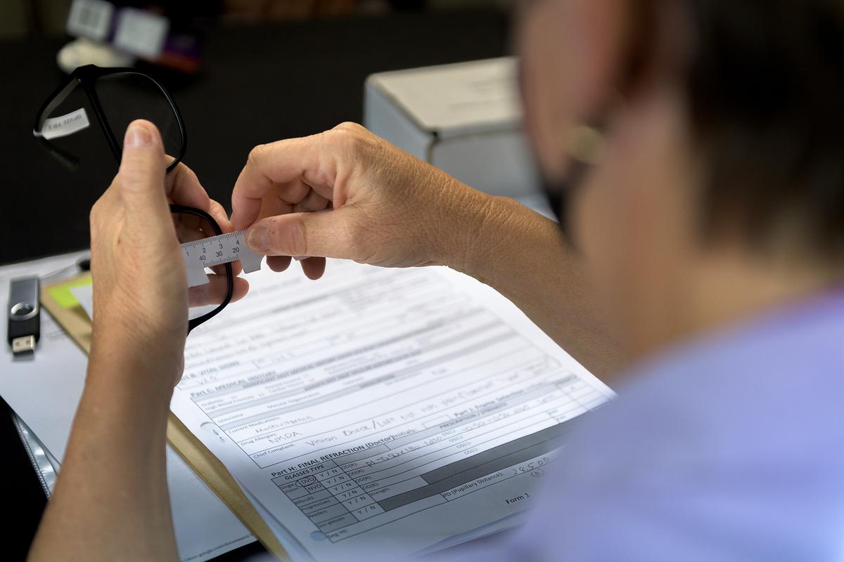 Student working at a desk