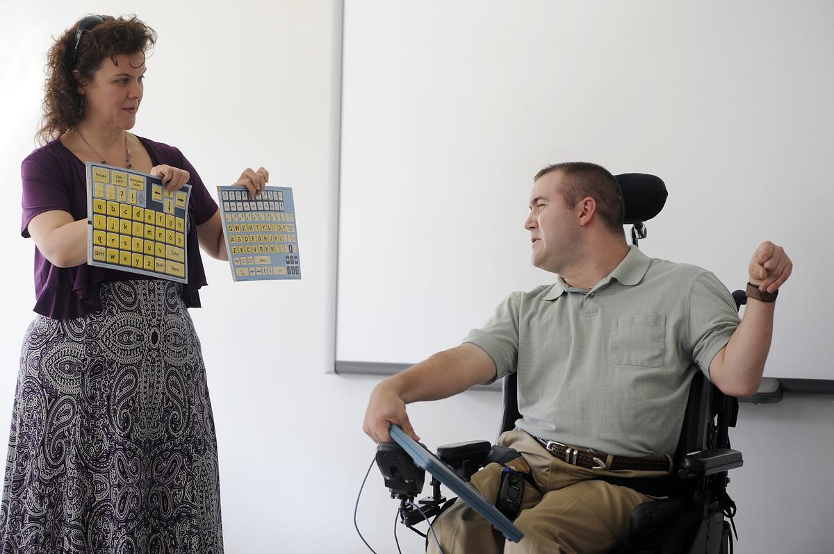 Dr. Karena Cooper-Duffy with a special education student