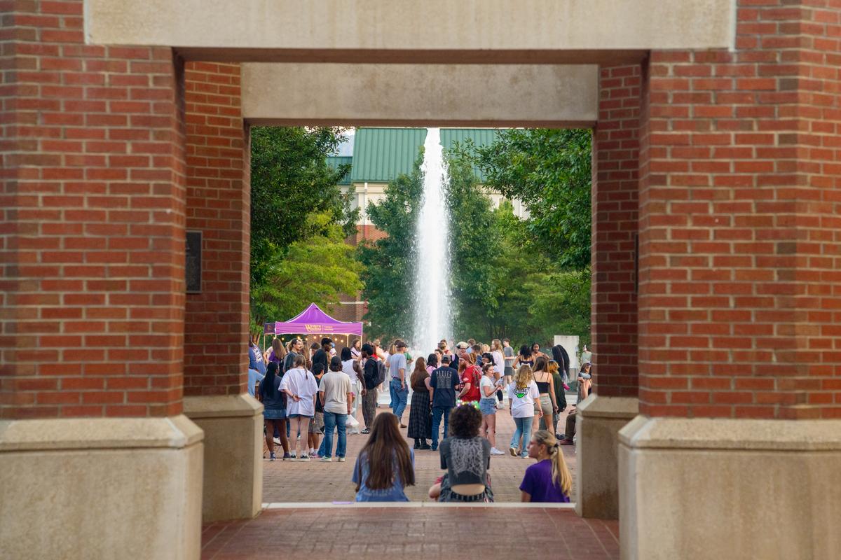 Students and the clock tower