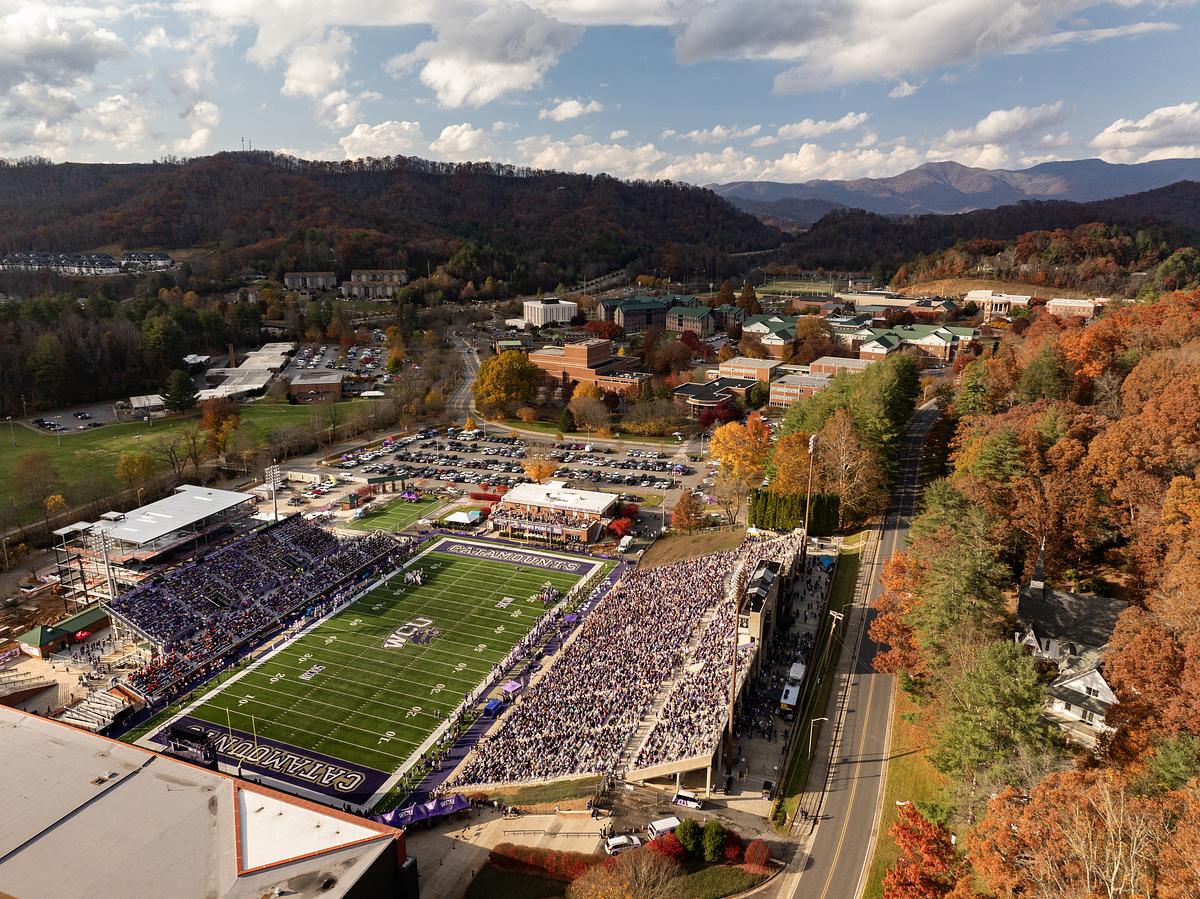Aerial view of the Ģ������Ƶfootball stadium in the fall