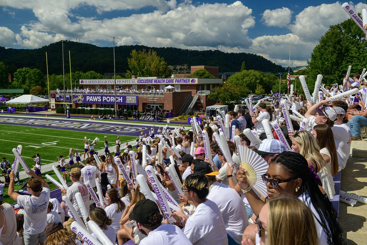 WCU Stadium Filled with Catamount Students and Fans Cheering