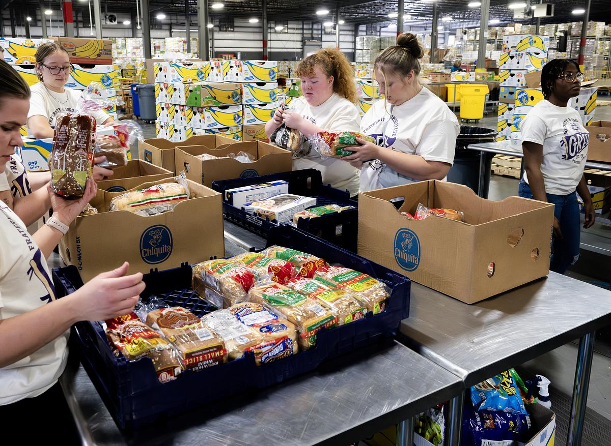 Students Volunteering At Food Bank