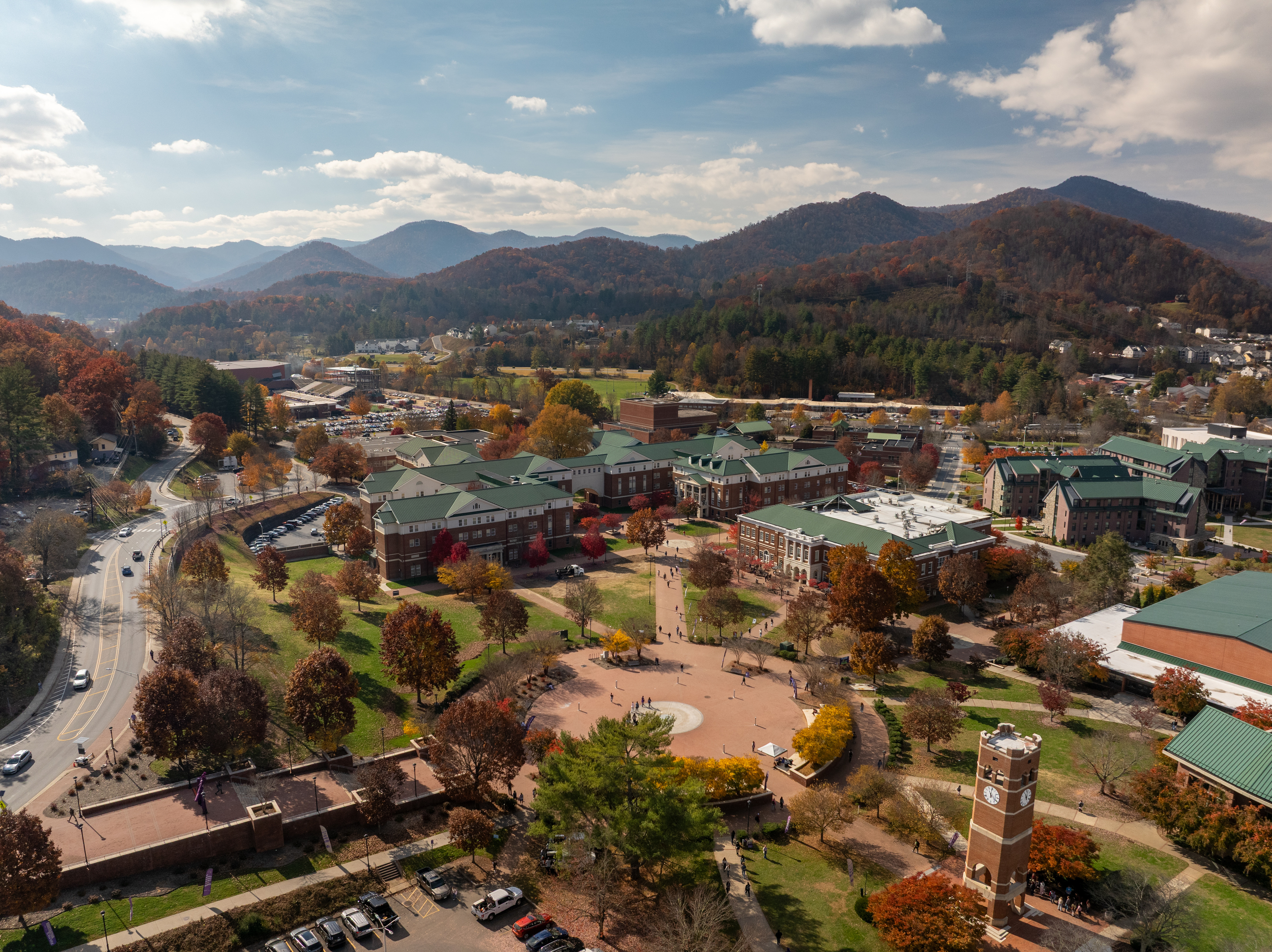 Drone shot of campus