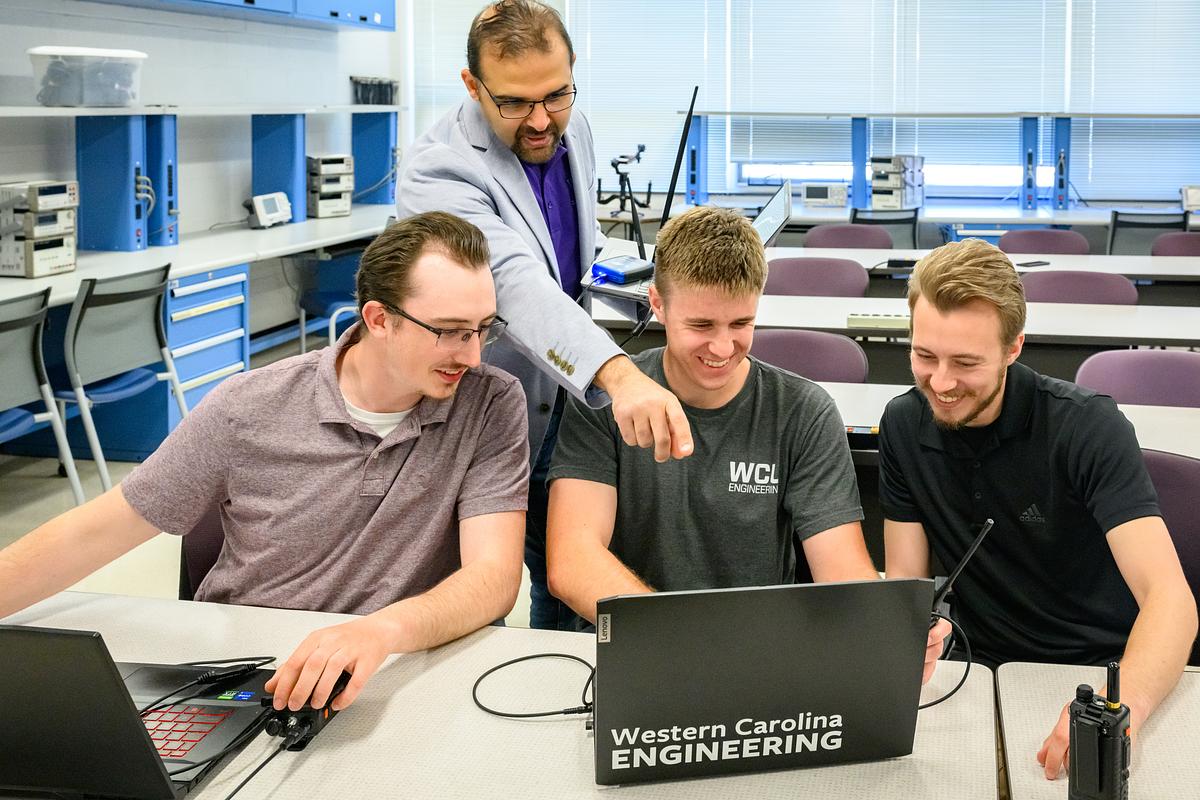 student working in lab