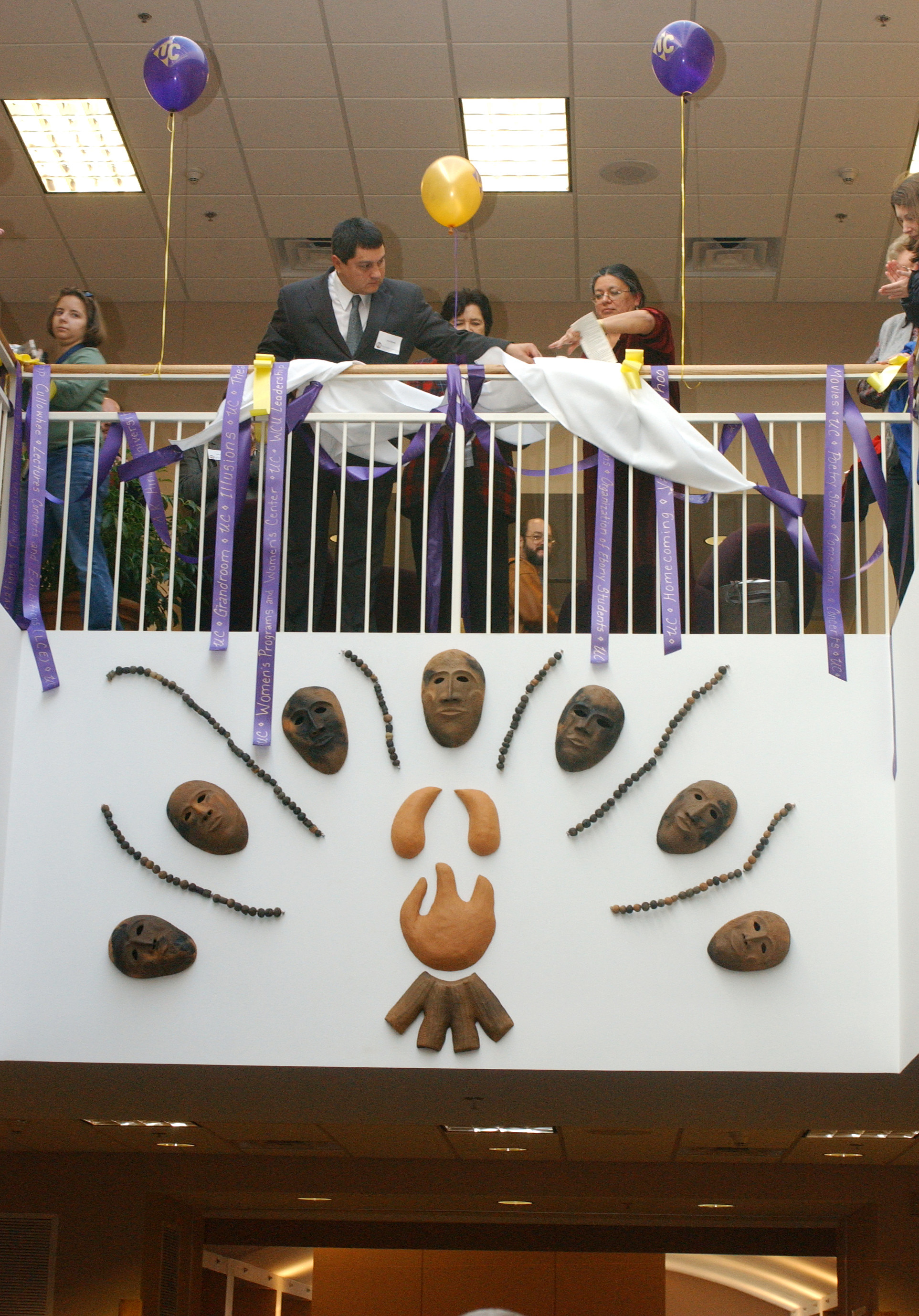 Unveiling of Cherokee Mask display in the A.K. Hinds University Center in 2004