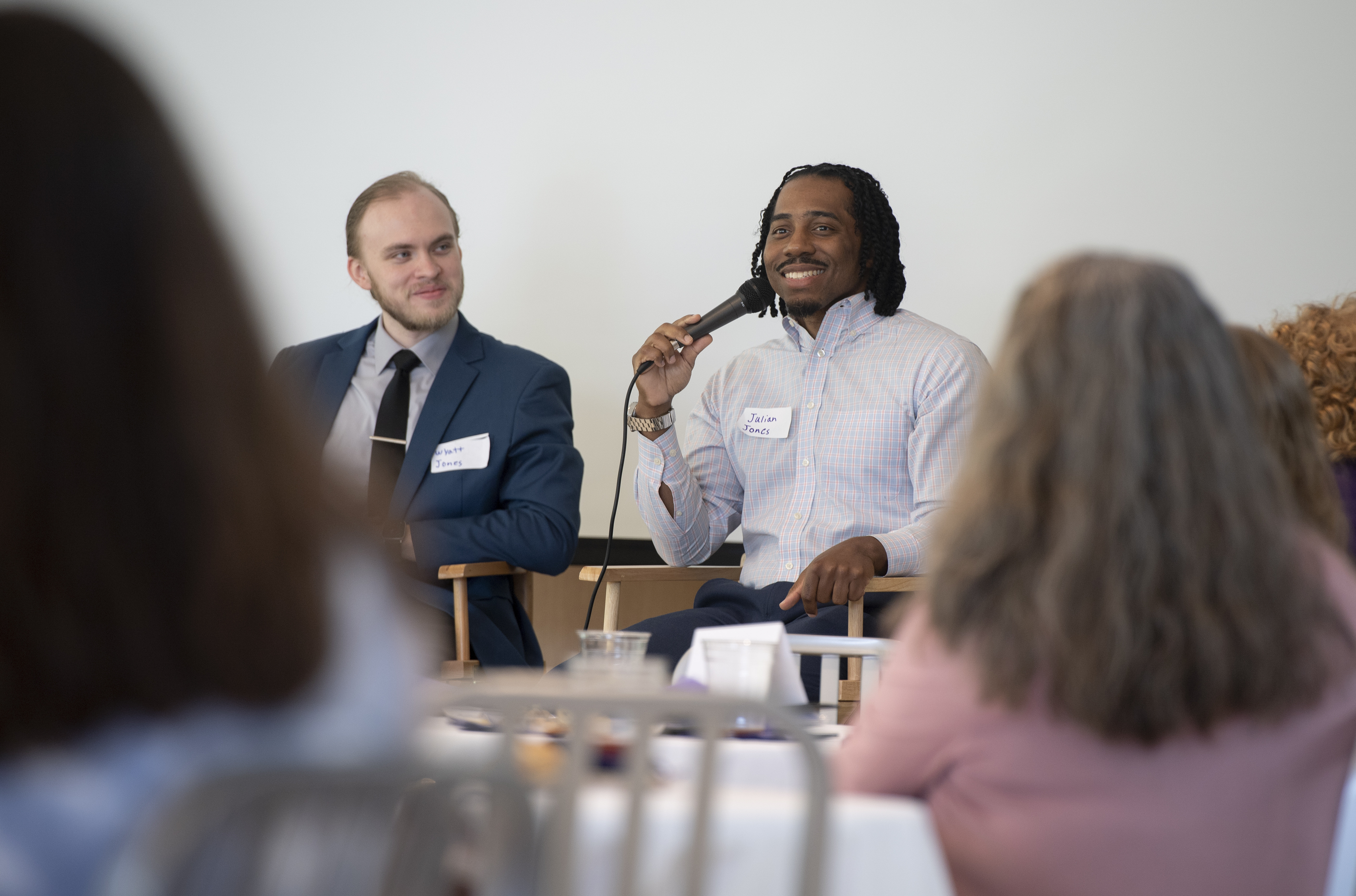 WCU student talking at Brinson Honors College event