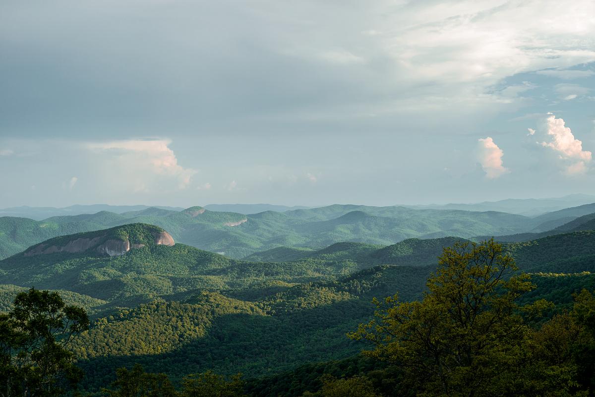 Mountain overlook of Looking Glass rock in Pisgah National Forest