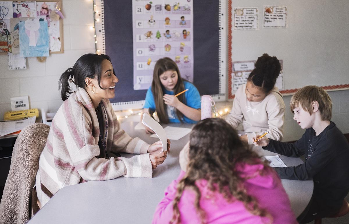 teacher with students
