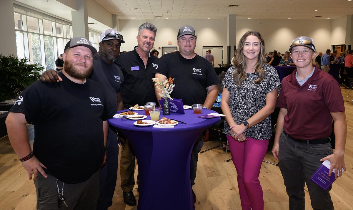 Staff gathered together for a group photo at the Years of Service Awards