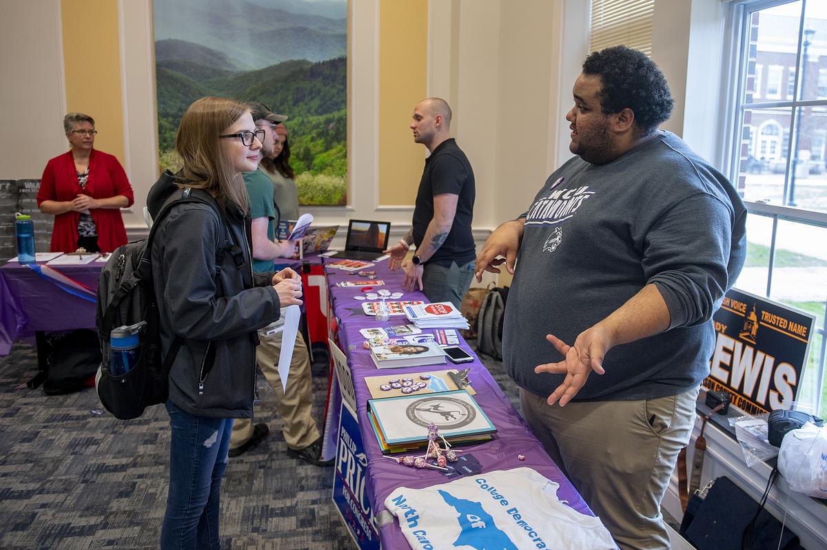 Students working at polling event