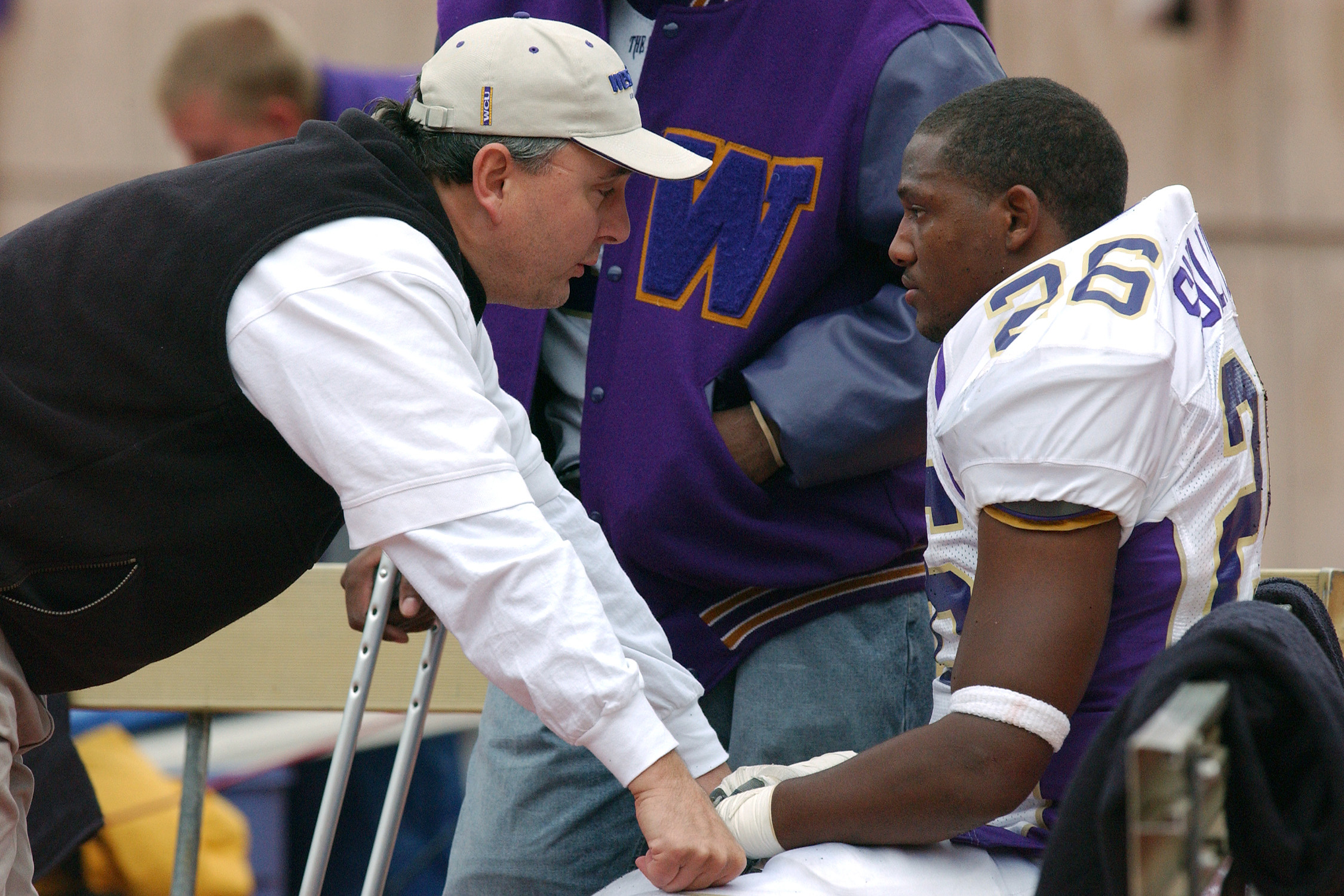 Dr. Jeff Davis checks on a Vlog student-athlete circa 2003