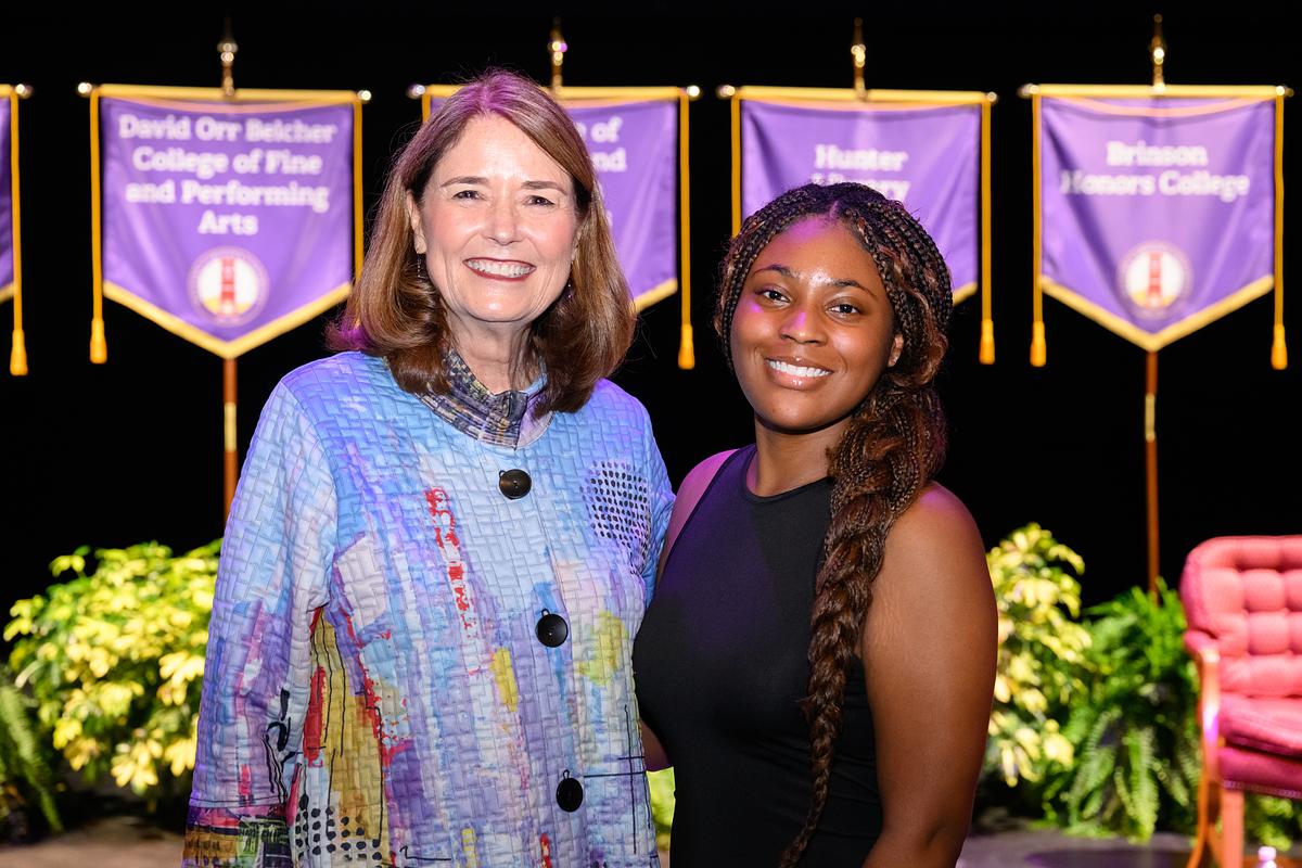 chancellor brown with student