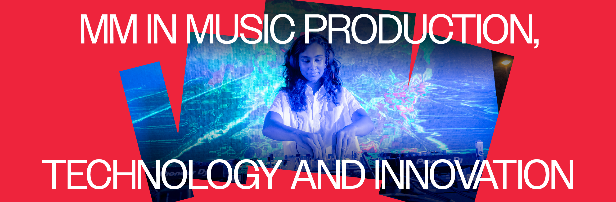 Berklee student in a futuristic, colorful DJ set - MM in Music Production, Technology, and Innovation